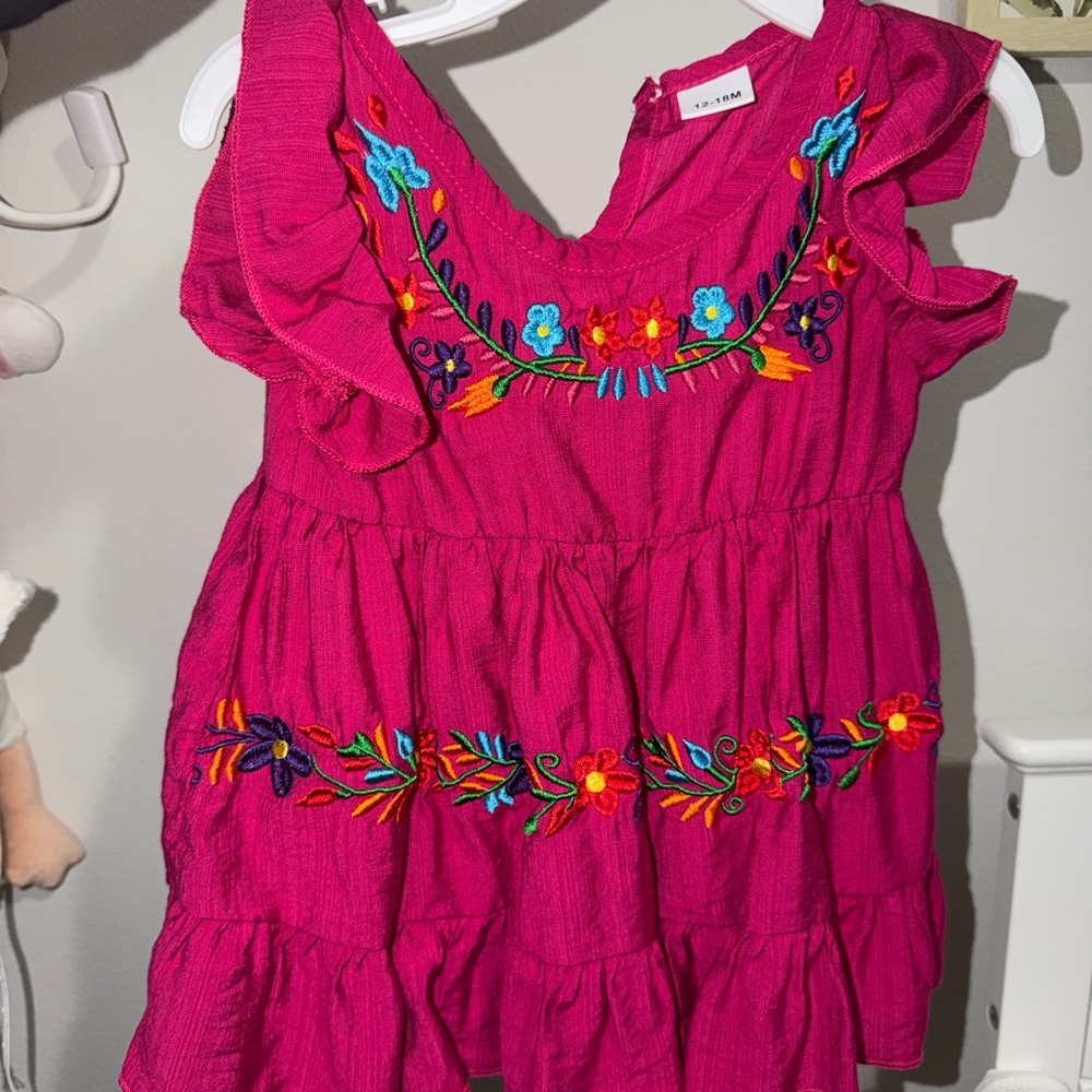 Vibrant Kids Dress with Floral Embroidery